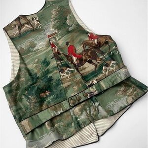 SOLD Fox Hunt Equestrian Button Up Vest Yvonne O’Gara Collections One Size